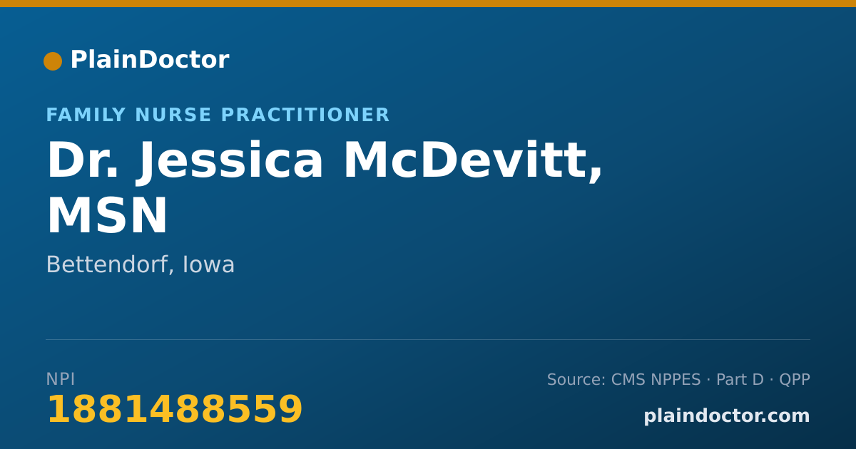 Shareable card for Jessica McDevitt, MSN - Family Nurse Practitioner, Bettendorf, IA