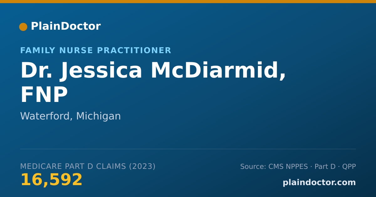 Shareable card for Jessica McDiarmid, FNP - Family Nurse Practitioner, Waterford, MI