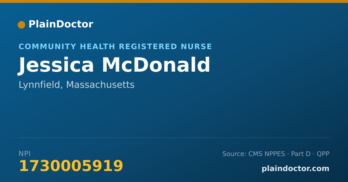 Shareable card for Jessica McDonald - Community Health Registered Nurse, Lynnfield, MA