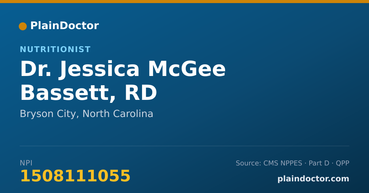 Shareable card for Jessica McGee Bassett, RD - Nutritionist, Bryson City, NC