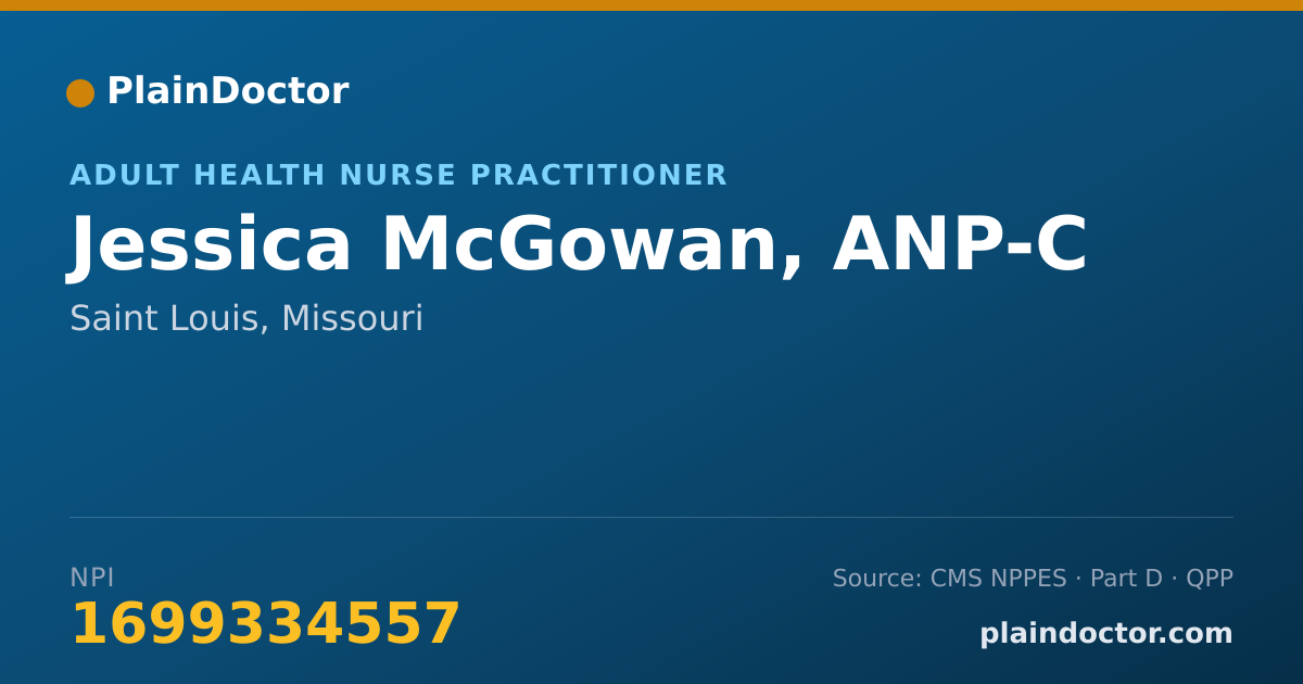 Shareable card for Jessica McGowan, ANP-C - Adult Health Nurse Practitioner, Saint Louis, MO
