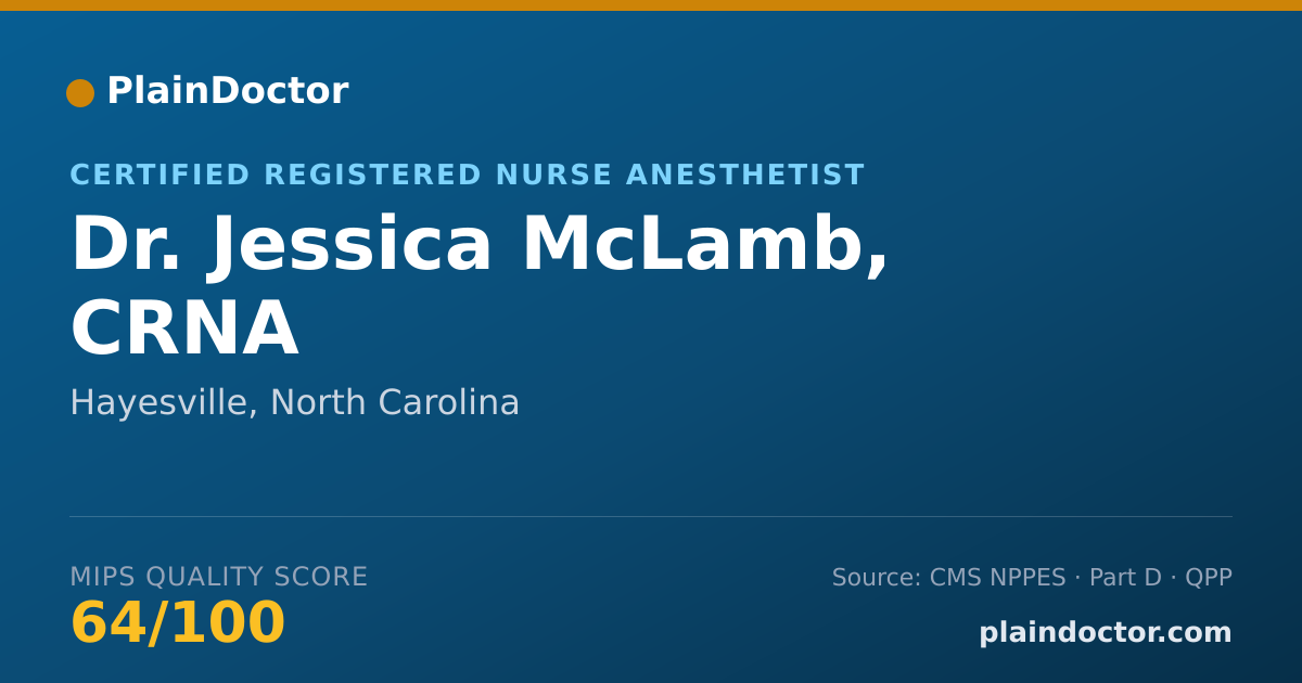 Shareable card for Jessica McLamb, CRNA - Certified Registered Nurse Anesthetist, Hayesville, NC