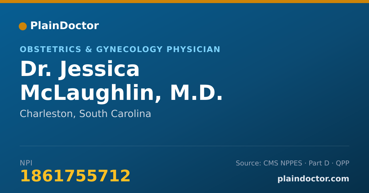 Shareable card for Jessica McLaughlin, M.D. - Obstetrics & Gynecology Physician, Charleston, SC