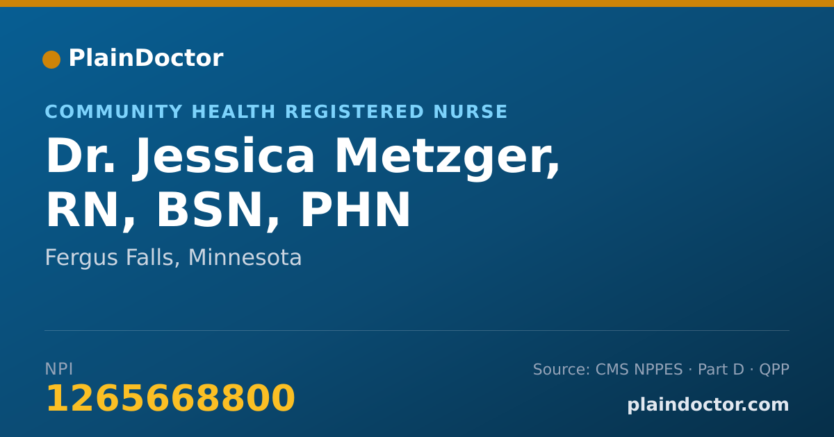 Shareable card for Jessica Metzger, RN, BSN, PHN - Community Health Registered Nurse, Fergus Falls, MN
