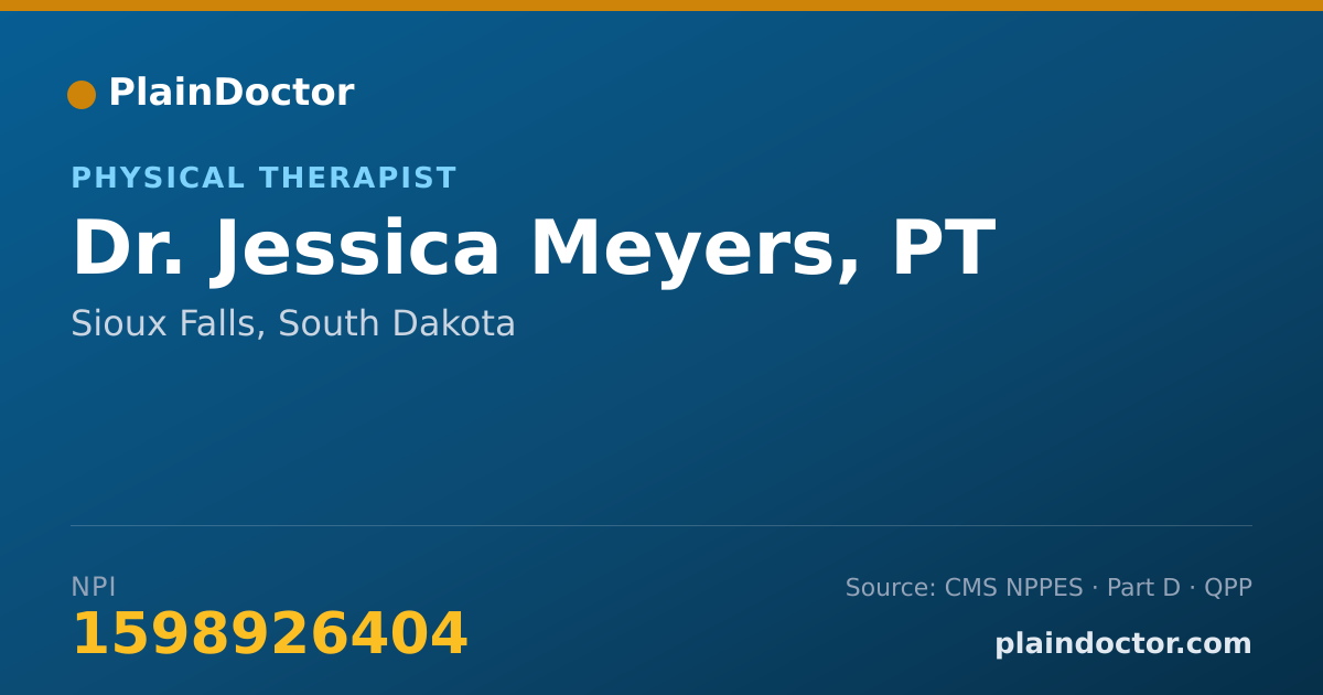 Shareable card for Jessica Meyers, PT - Physical Therapist, Sioux Falls, SD