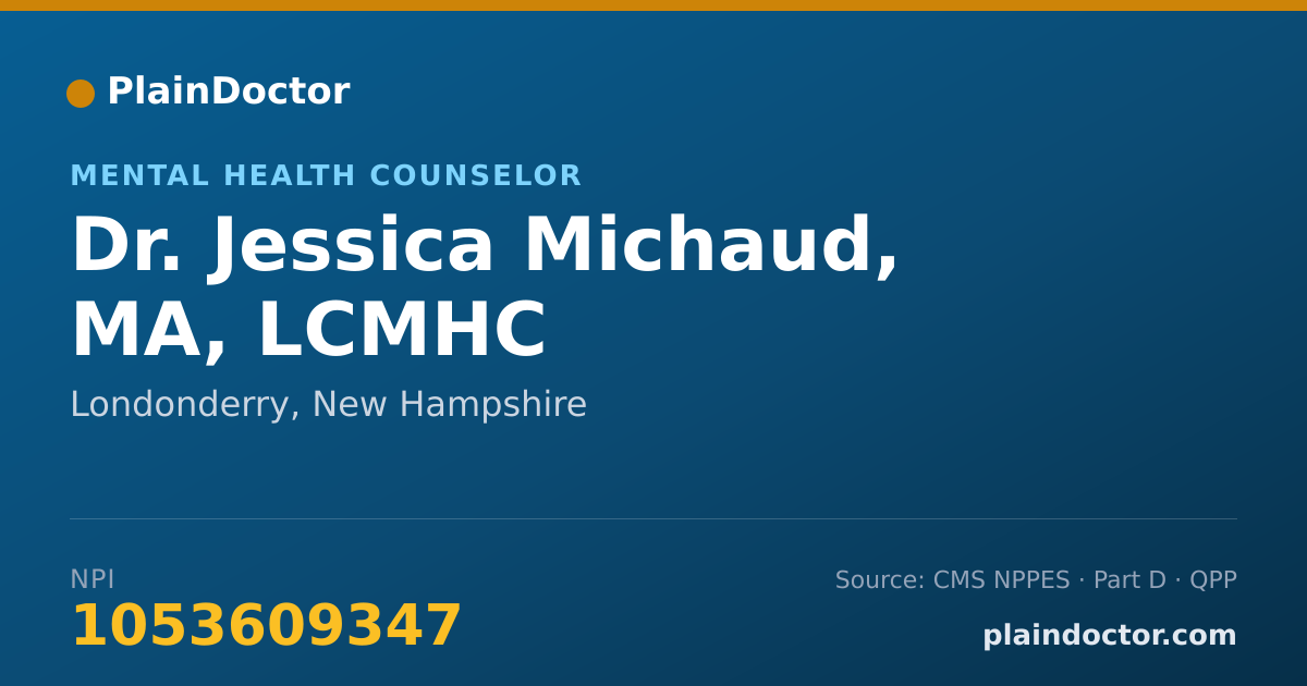 Shareable card for Jessica Michaud, MA, LCMHC - Mental Health Counselor, Londonderry, NH