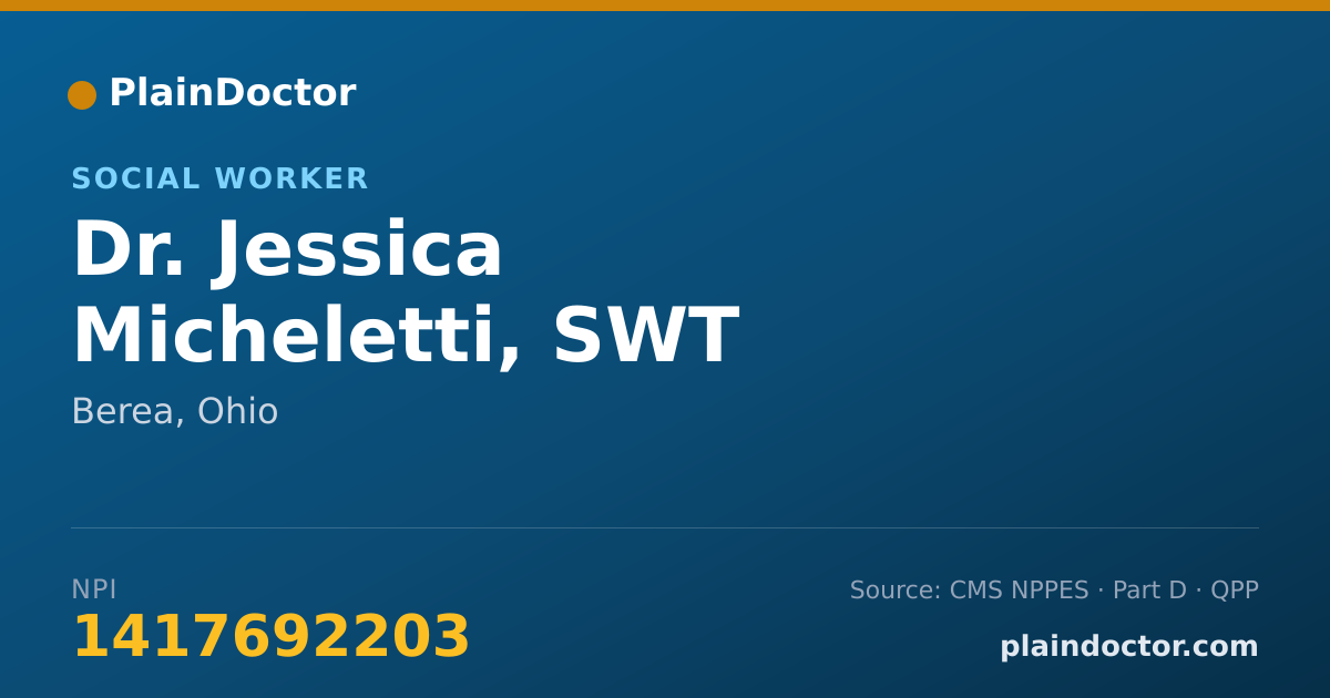 Shareable card for Jessica Micheletti, SWT - Social Worker, Berea, OH