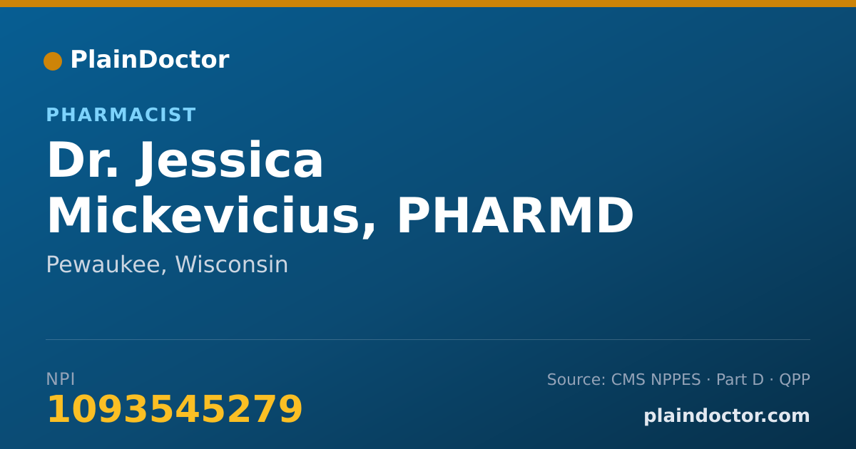 Shareable card for Jessica Mickevicius, PHARMD - Pharmacist, Pewaukee, WI