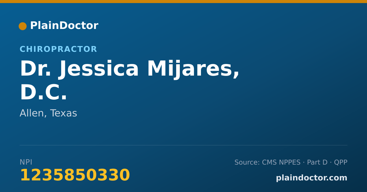 Shareable card for Jessica Mijares, D.C. - Chiropractor, Allen, TX