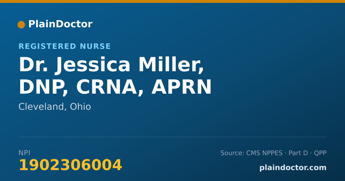 Shareable card for Jessica Miller, DNP, CRNA, APRN - Registered Nurse, Cleveland, OH