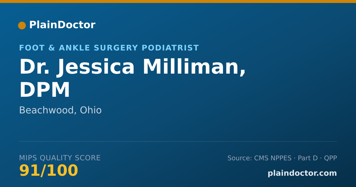 Shareable card for Jessica Milliman, DPM - Foot & Ankle Surgery Podiatrist, Beachwood, OH