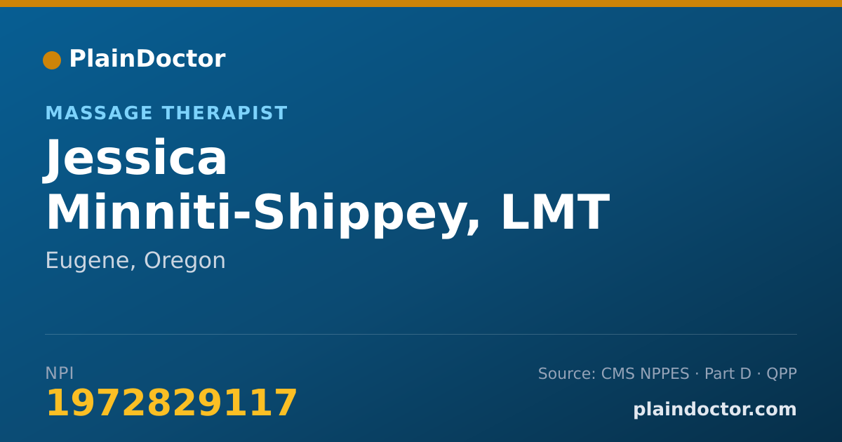 Shareable card for Jessica Minniti-Shippey, LMT - Massage Therapist, Eugene, OR