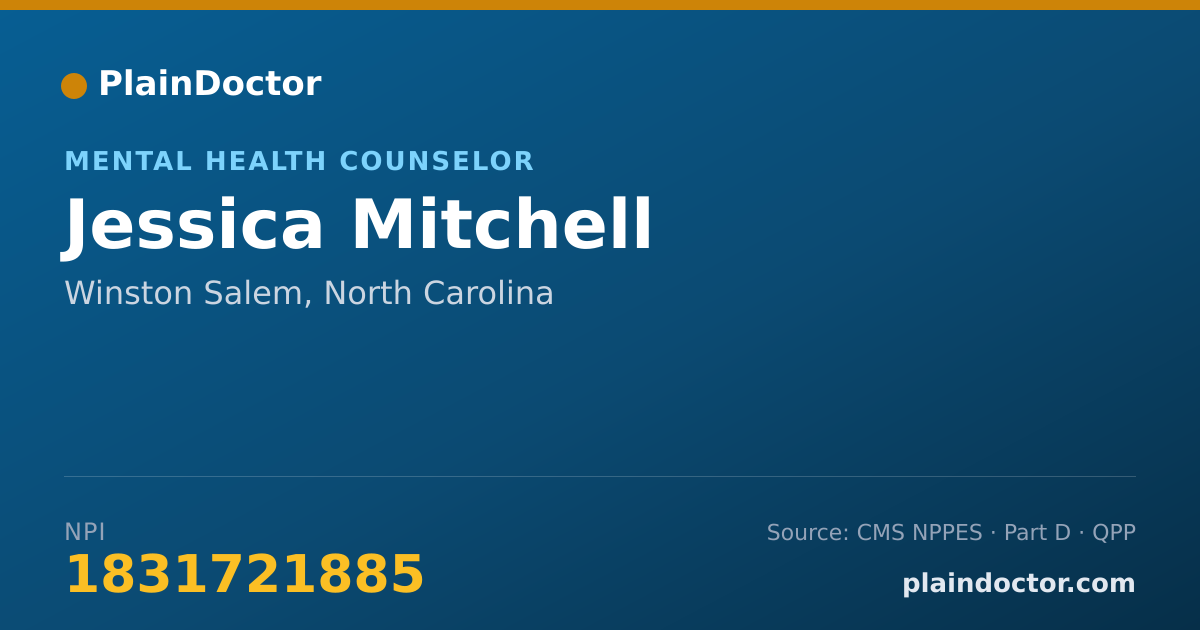 Shareable card for Jessica Mitchell - Mental Health Counselor, Winston Salem, NC
