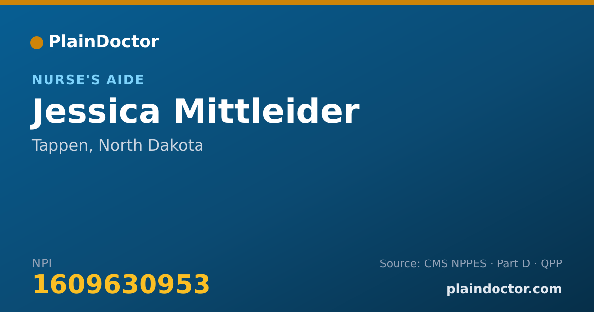 Shareable card for Jessica Mittleider - Nurse's Aide, Tappen, ND