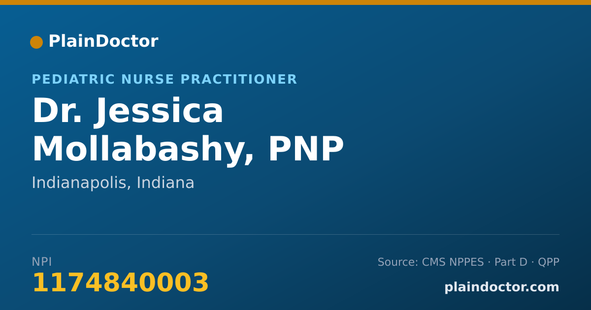 Shareable card for Jessica Mollabashy, PNP - Pediatric Nurse Practitioner, Indianapolis, IN