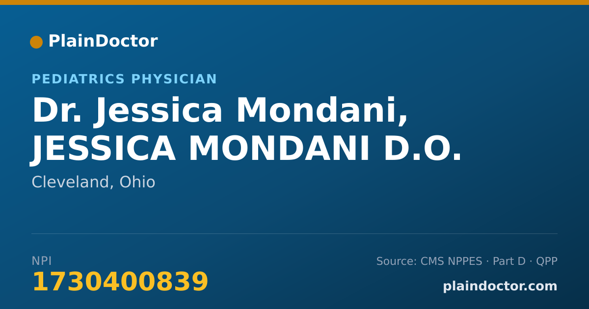 Shareable card for Jessica Mondani, JESSICA MONDANI D.O. - Pediatrics Physician, Cleveland, OH