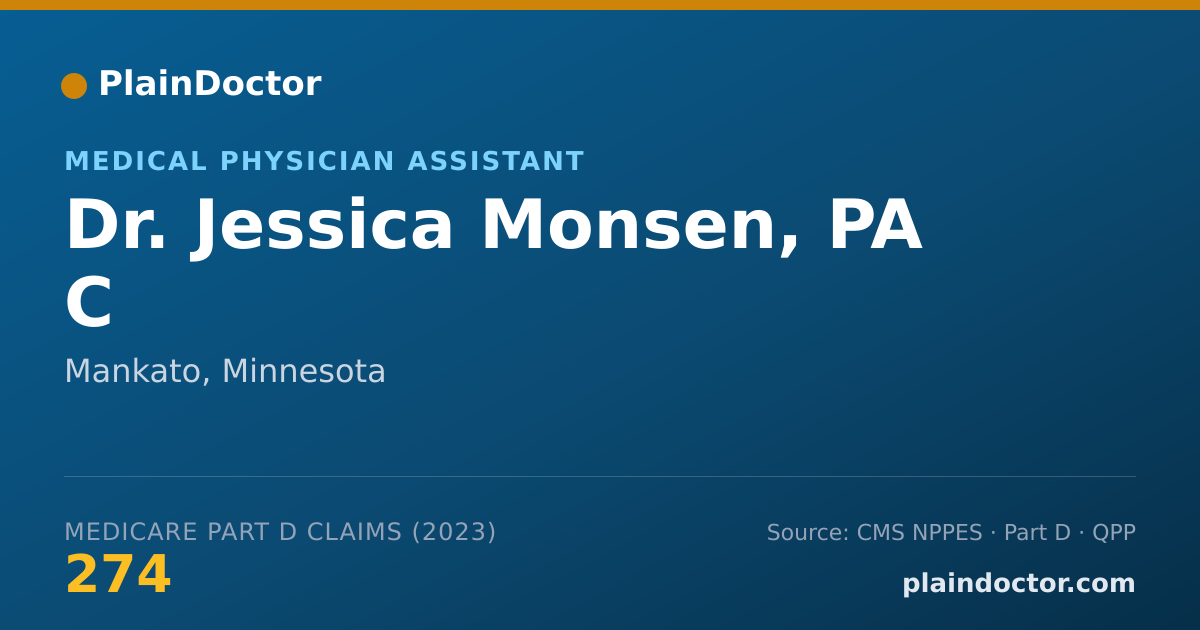Shareable card for Jessica Monsen, PA C - Medical Physician Assistant, Mankato, MN