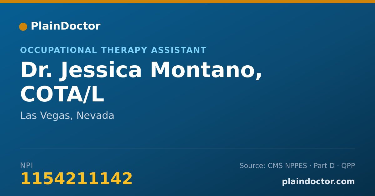 Shareable card for Jessica Montano, COTA/L - Occupational Therapy Assistant, Las Vegas, NV
