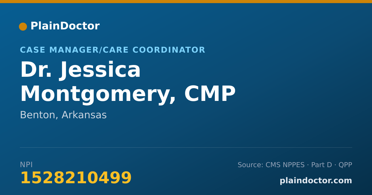 Shareable card for Jessica Montgomery, CMP - Case Manager/Care Coordinator, Benton, AR