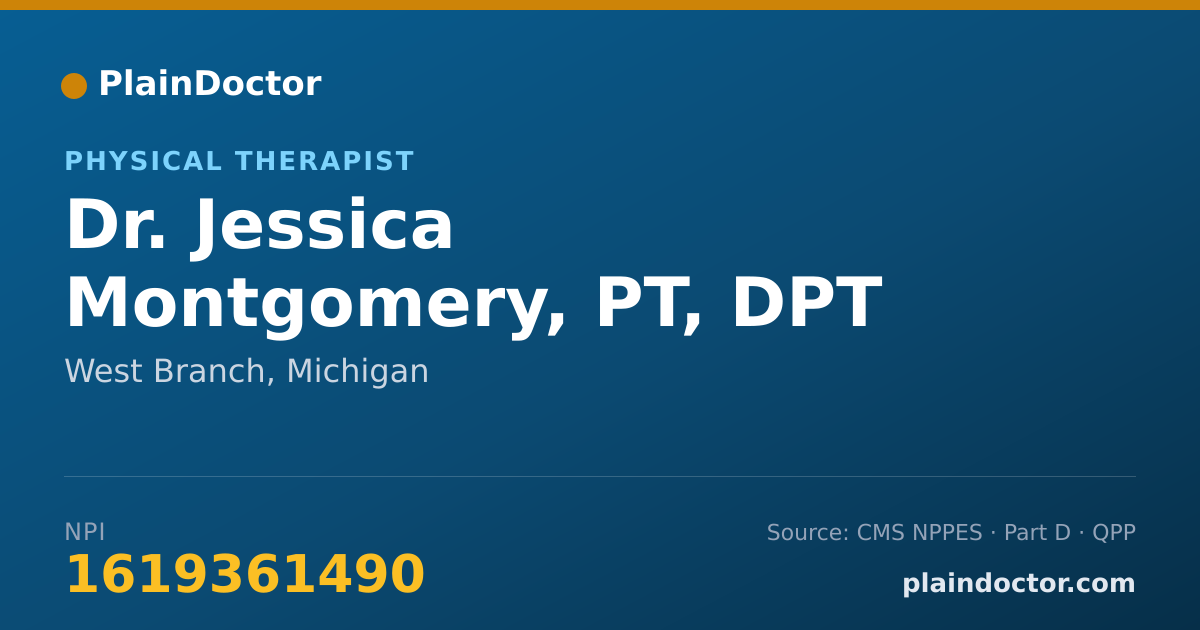 Shareable card for Jessica Montgomery, PT, DPT - Physical Therapist, West Branch, MI