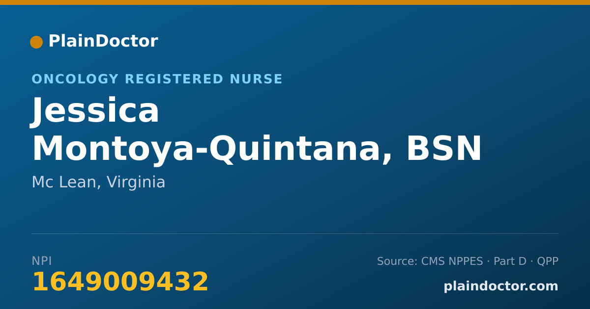 Shareable card for Jessica Montoya-Quintana, BSN RN - Oncology Registered Nurse, Mc Lean, VA
