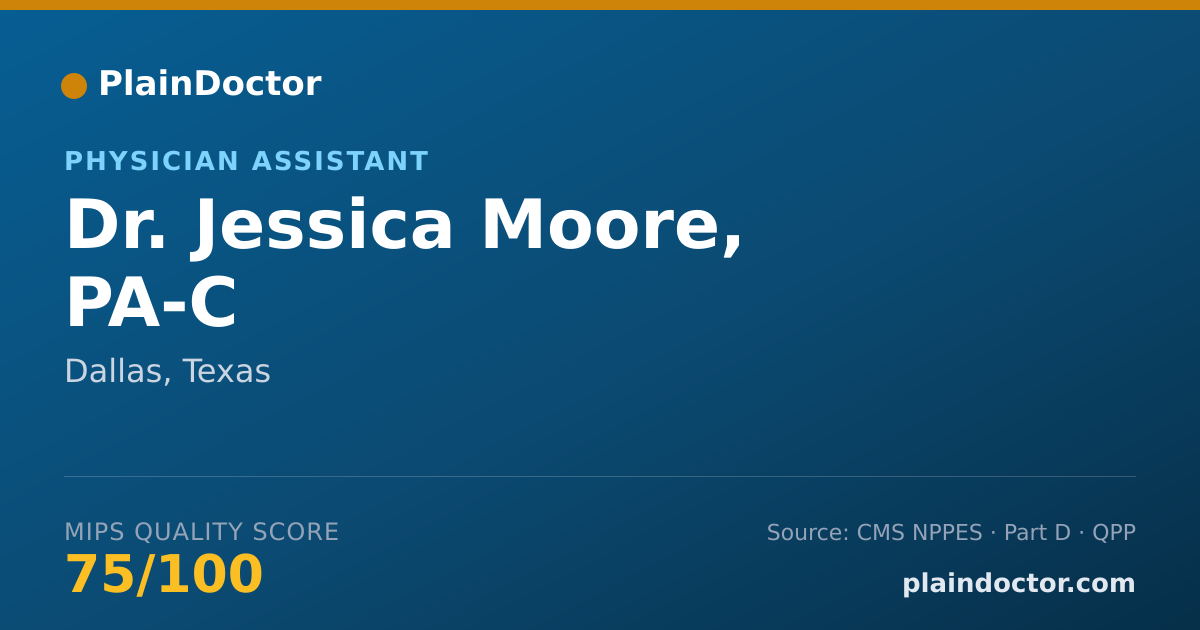 Shareable card for Jessica Moore, PA-C - Physician Assistant, Dallas, TX