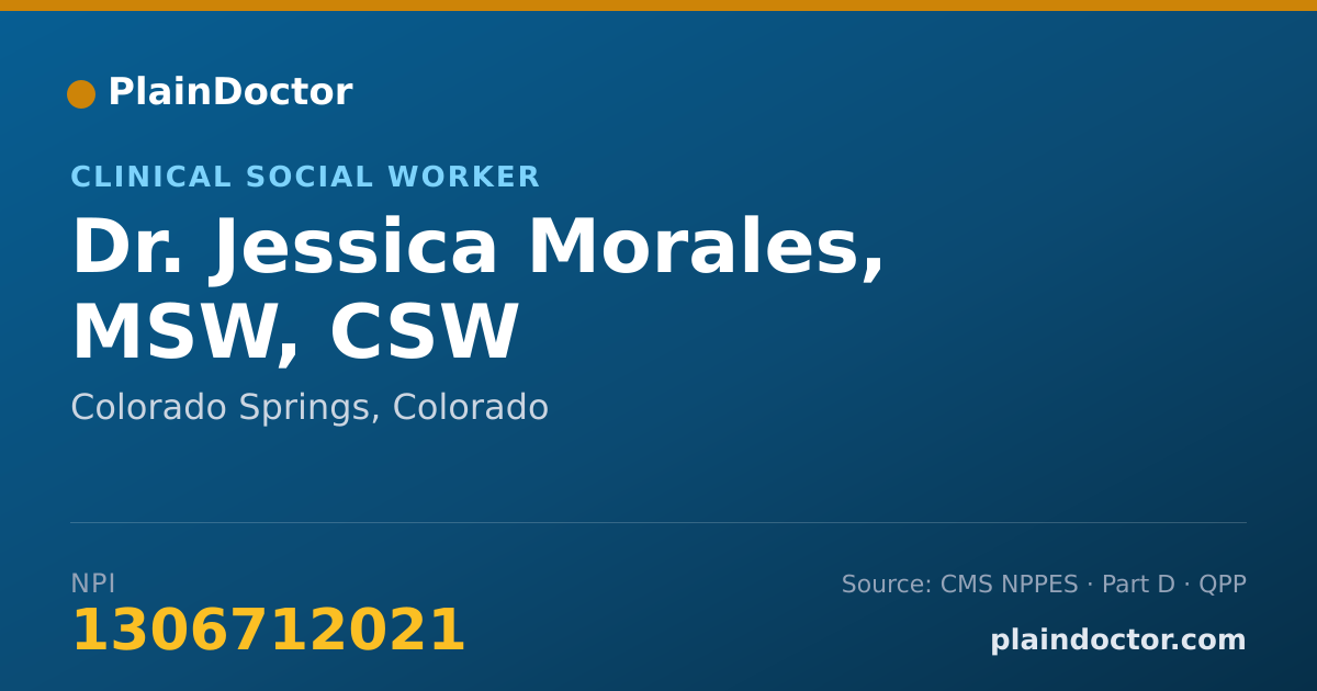 Shareable card for Jessica Morales, MSW, CSW - Clinical Social Worker, Colorado Springs, CO
