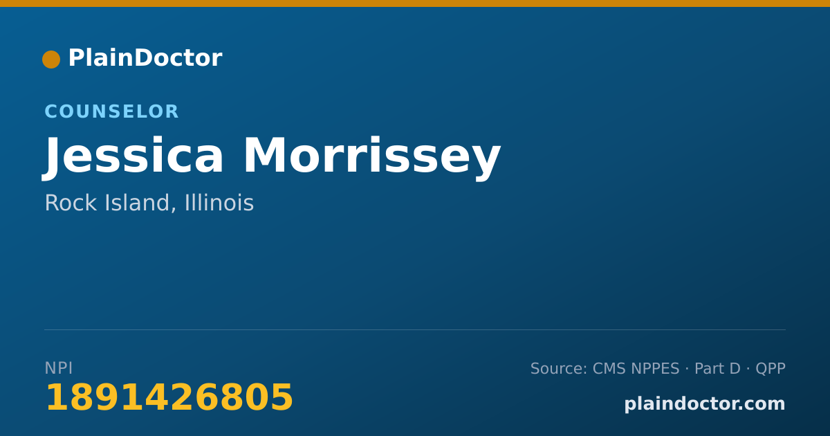 Shareable card for Jessica Morrissey - Counselor, Rock Island, IL