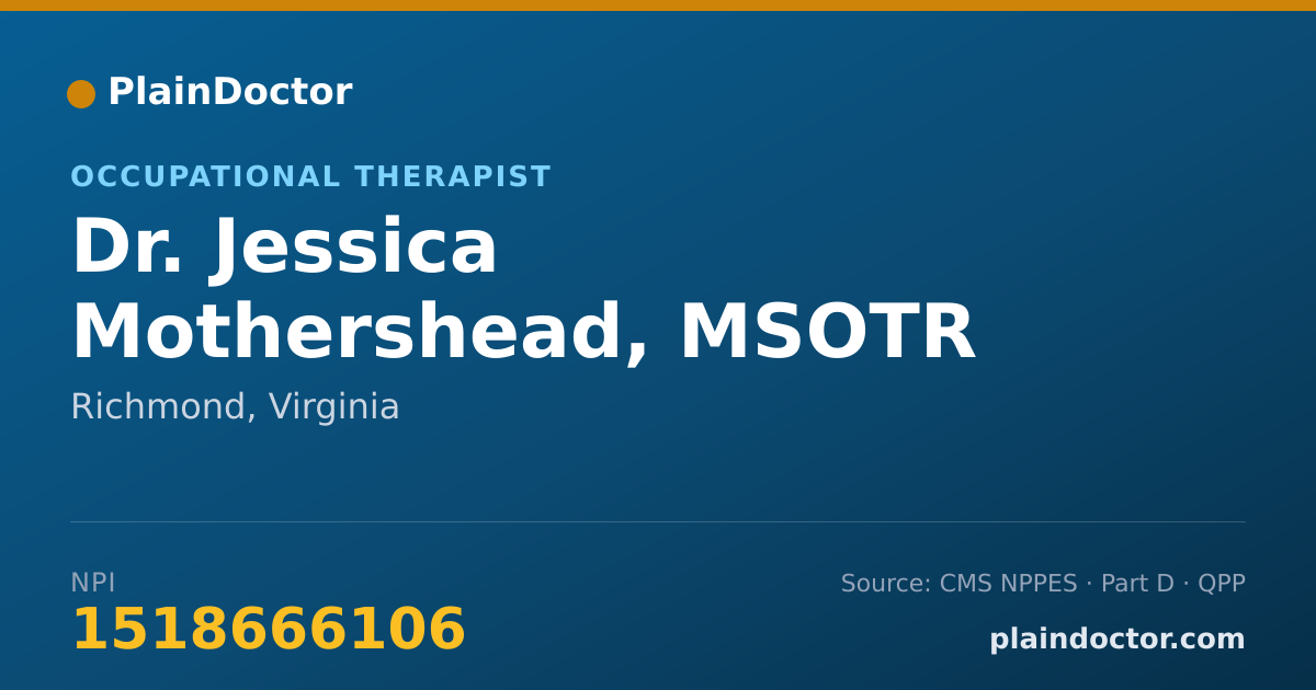 Shareable card for Jessica Mothershead, MSOTR - Occupational Therapist, Richmond, VA