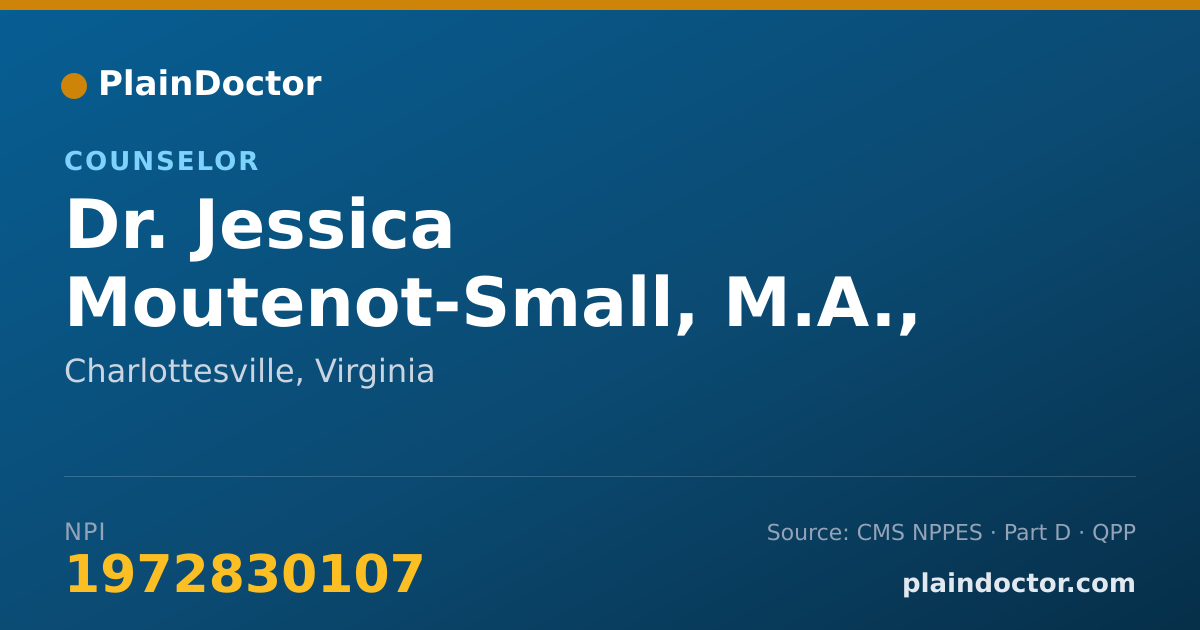 Shareable card for Jessica Moutenot-Small, M.A., MFT - Counselor, Charlottesville, VA