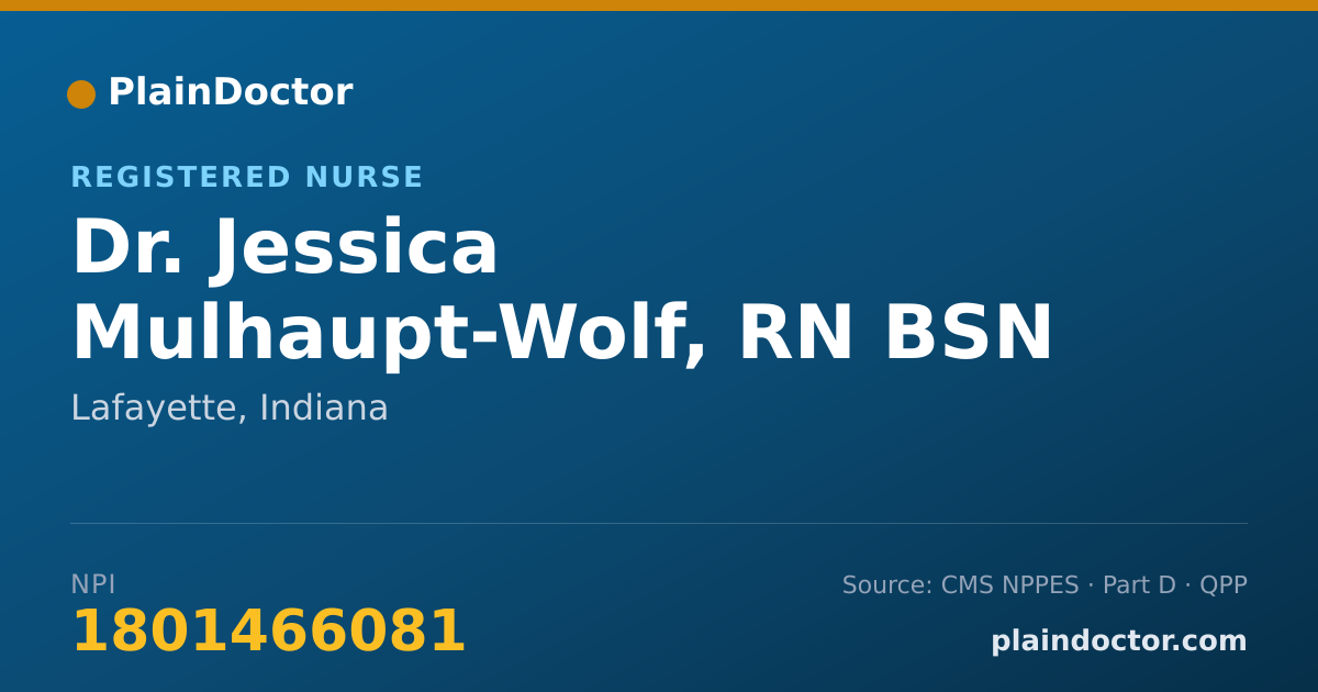 Shareable card for Jessica Mulhaupt-Wolf, RN BSN - Registered Nurse, Lafayette, IN