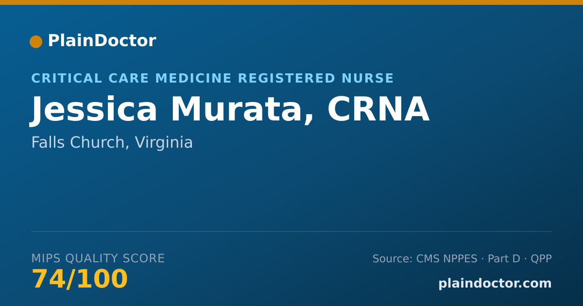 Shareable card for Jessica Murata, CRNA - Critical Care Medicine Registered Nurse, Falls Church, VA