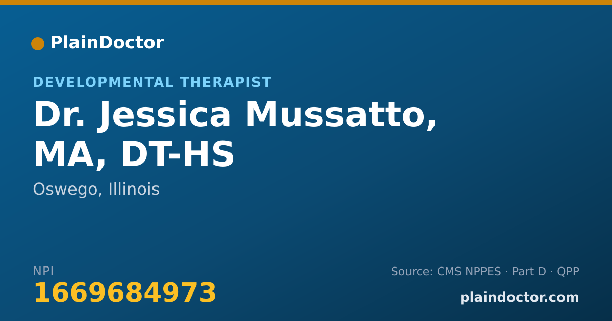 Shareable card for Jessica Mussatto, MA, DT-HS - Developmental Therapist, Oswego, IL