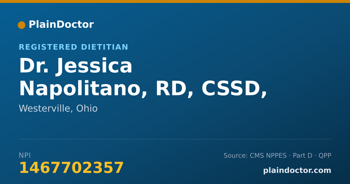 Shareable card for Jessica Napolitano, RD, CSSD, LD - Registered Dietitian, Westerville, OH