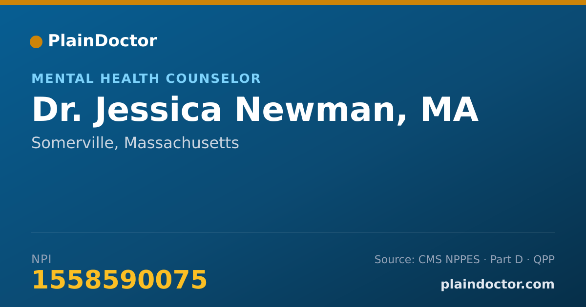 Shareable card for Jessica Newman, MA - Mental Health Counselor, Somerville, MA