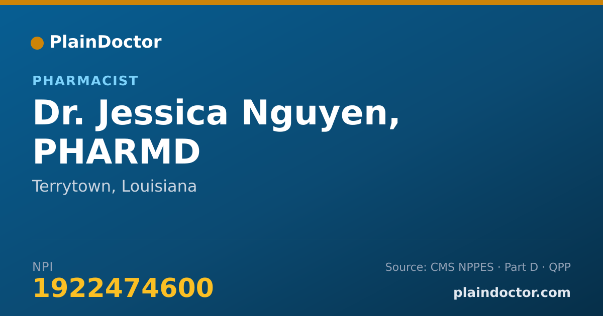 Shareable card for Jessica Nguyen, PHARMD - Pharmacist, Terrytown, LA