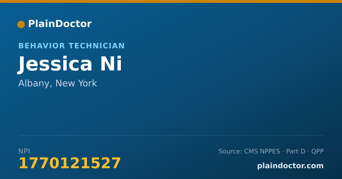 Shareable card for Jessica Ni - Behavior Technician, Albany, NY