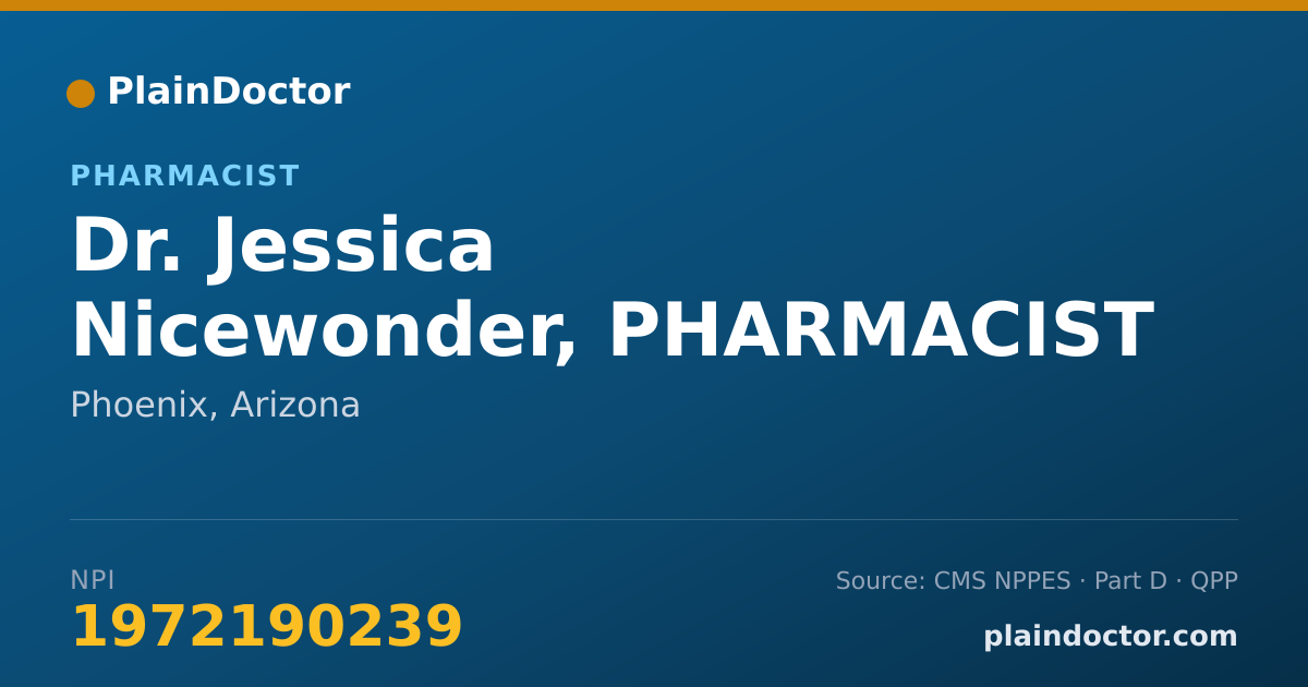 Shareable card for Jessica Nicewonder, PHARMACIST - Pharmacist, Phoenix, AZ