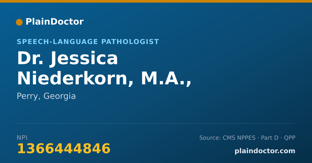 Shareable card for Jessica Niederkorn, M.A., CCC-SLP - Speech-Language Pathologist, Perry, GA
