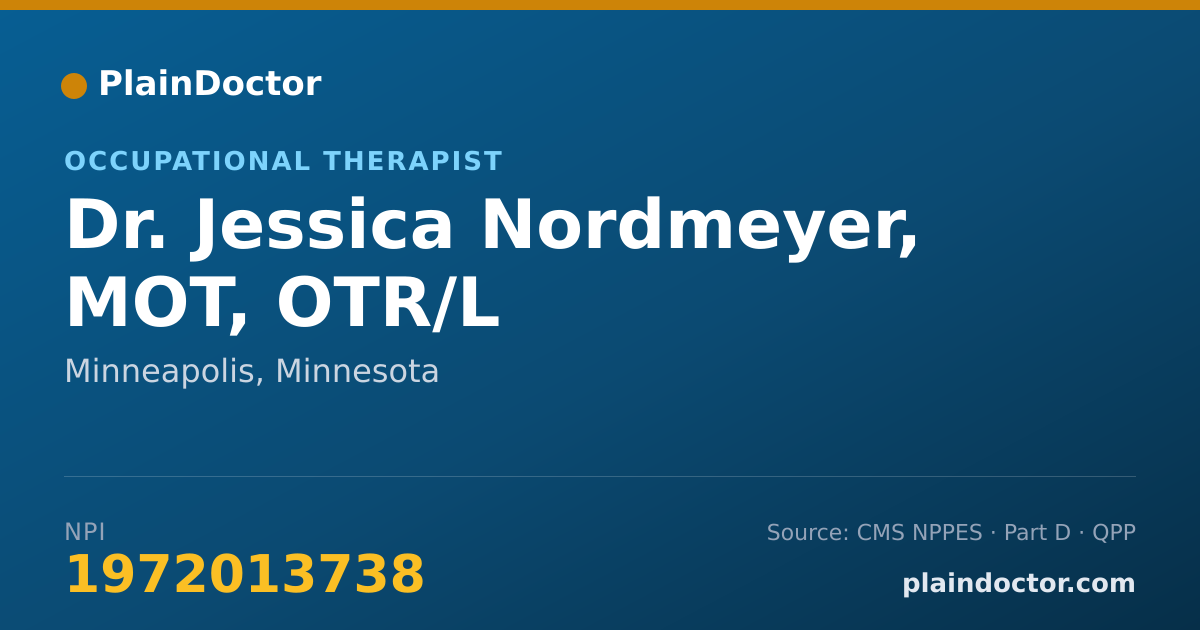 Shareable card for Jessica Nordmeyer, MOT, OTR/L - Occupational Therapist, Minneapolis, MN