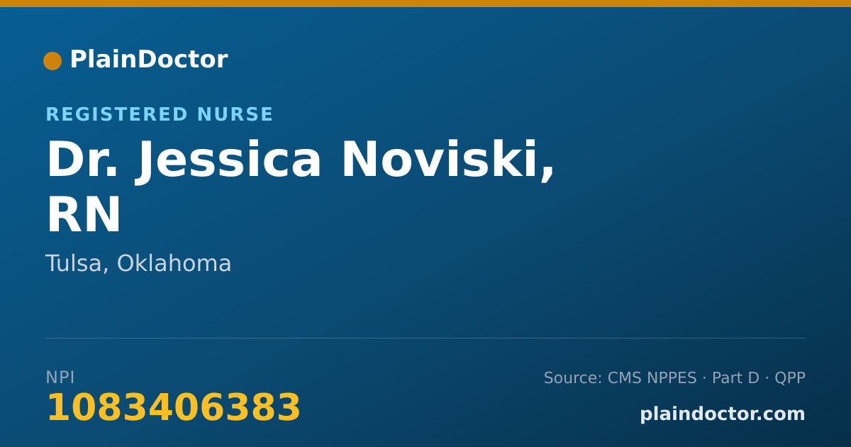 Shareable card for Jessica Noviski, RN - Registered Nurse, Tulsa, OK