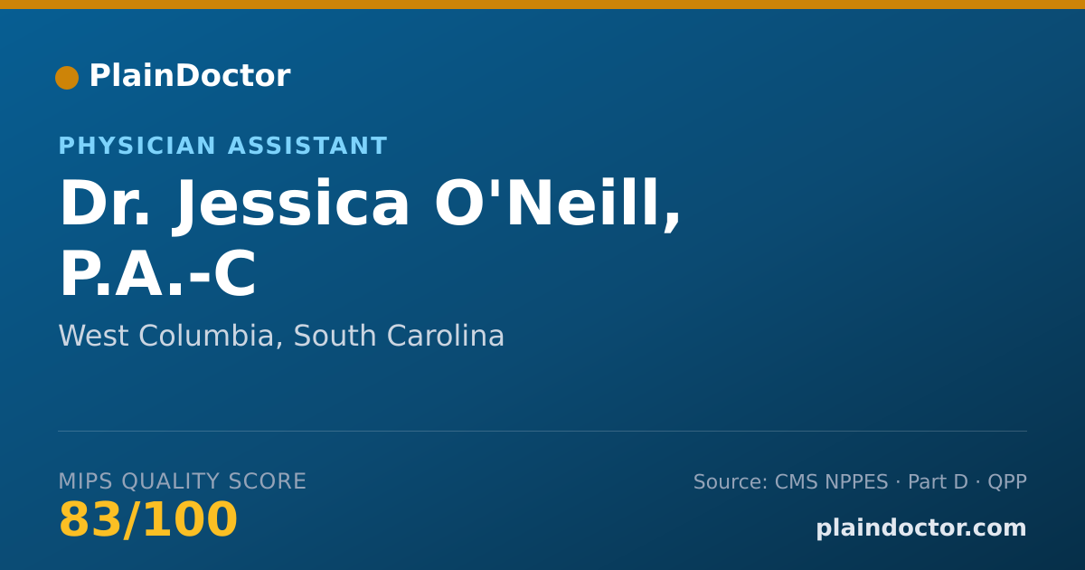 Shareable card for Jessica O'Neill, P.A.-C - Physician Assistant, West Columbia, SC