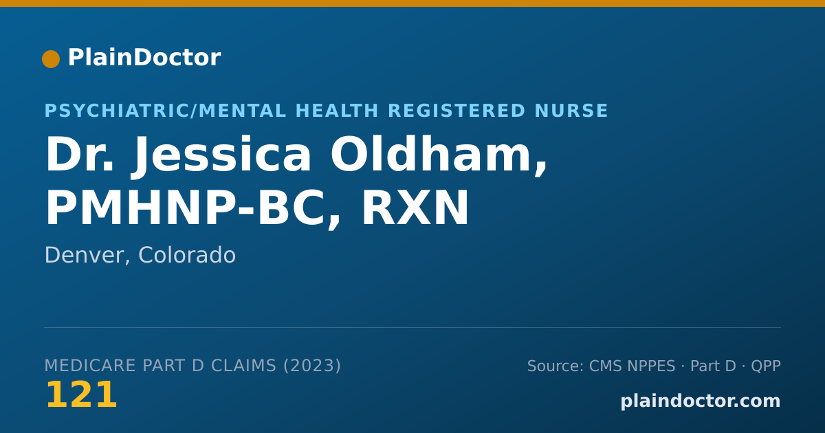 Shareable card for Jessica Oldham, PMHNP-BC, RXN - Psychiatric/Mental Health Registered Nurse, Denver, CO