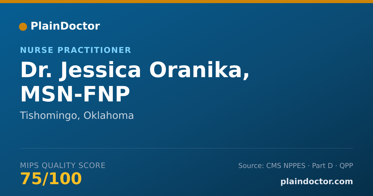 Shareable card for Jessica Oranika, MSN-FNP - Nurse Practitioner, Tishomingo, OK