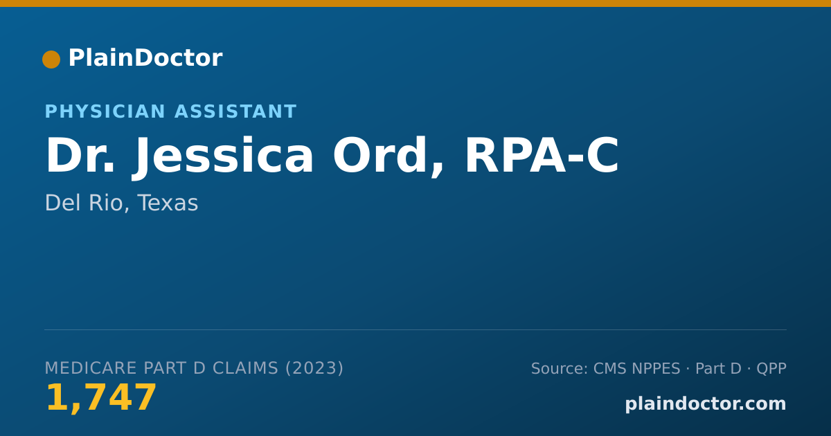 Shareable card for Jessica Ord, RPA-C - Physician Assistant, Del Rio, TX