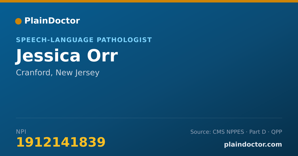 Shareable card for Jessica Orr - Speech-Language Pathologist, Cranford, NJ