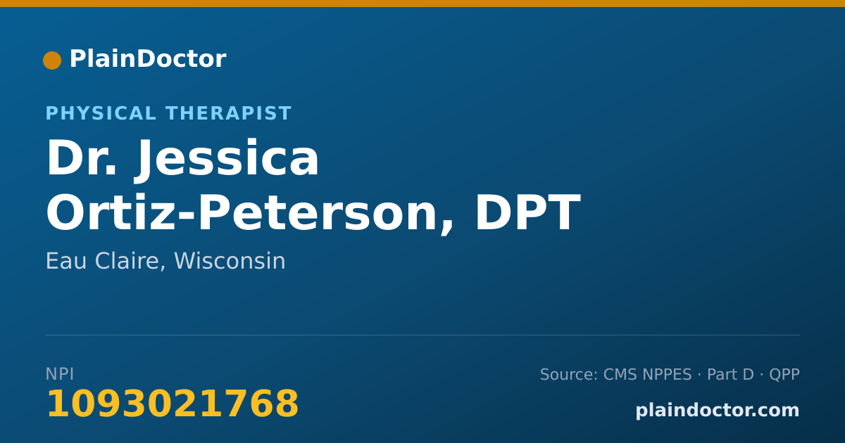 Shareable card for Jessica Ortiz-Peterson, DPT - Physical Therapist, Eau Claire, WI