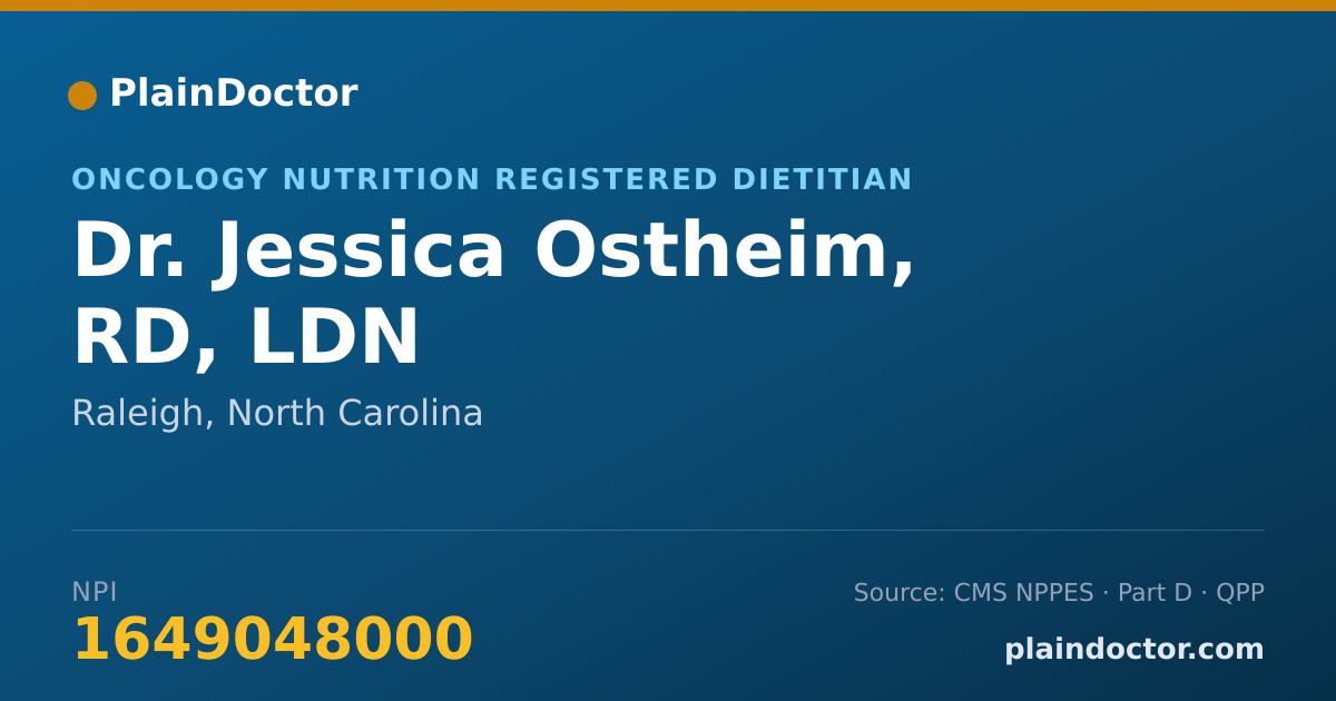 Shareable card for Jessica Ostheim, RD, LDN - Oncology Nutrition Registered Dietitian, Raleigh, NC