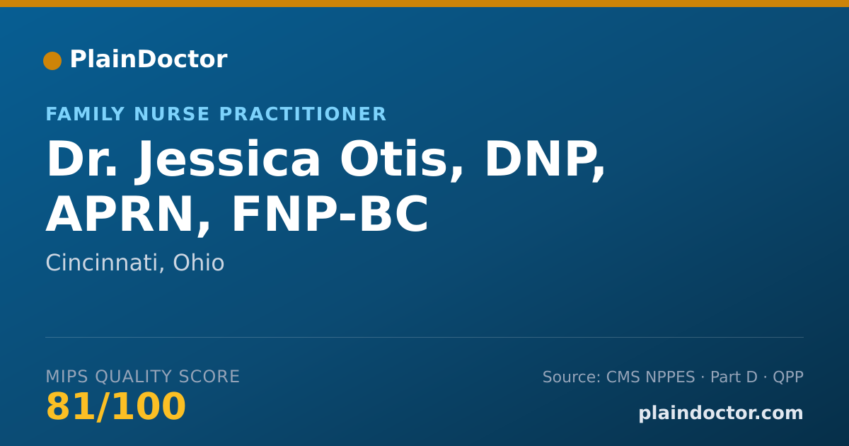 Shareable card for Jessica Otis, DNP, APRN, FNP-BC - Family Nurse Practitioner, Cincinnati, OH