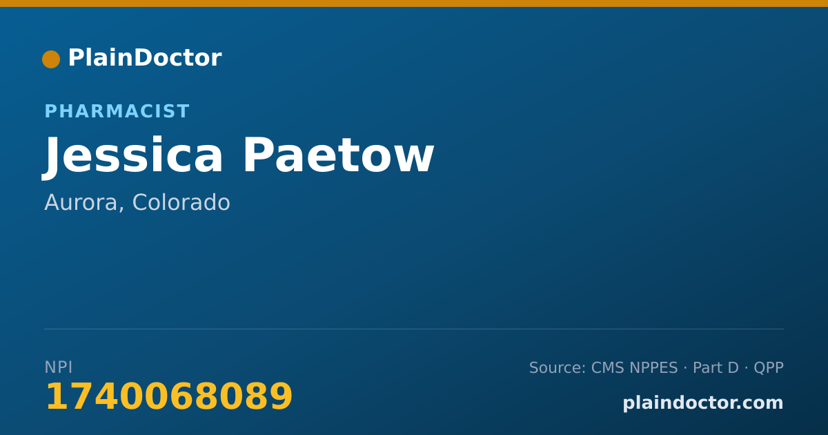 Shareable card for Jessica Paetow - Pharmacist, Aurora, CO